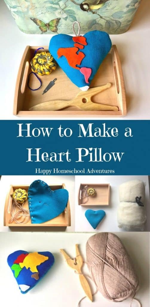 Whether you're looking to make a heart ornament, a world globe ornament, or a mixture of both to decorate your home year round, this tutorial will show you how to make a hanging heart shaped pillow in your homeschool. Covers heart pillow sewing pattern all the way to cord making with a lucet. Sewing lessons are part of the Montessori Practical Life curriculum.