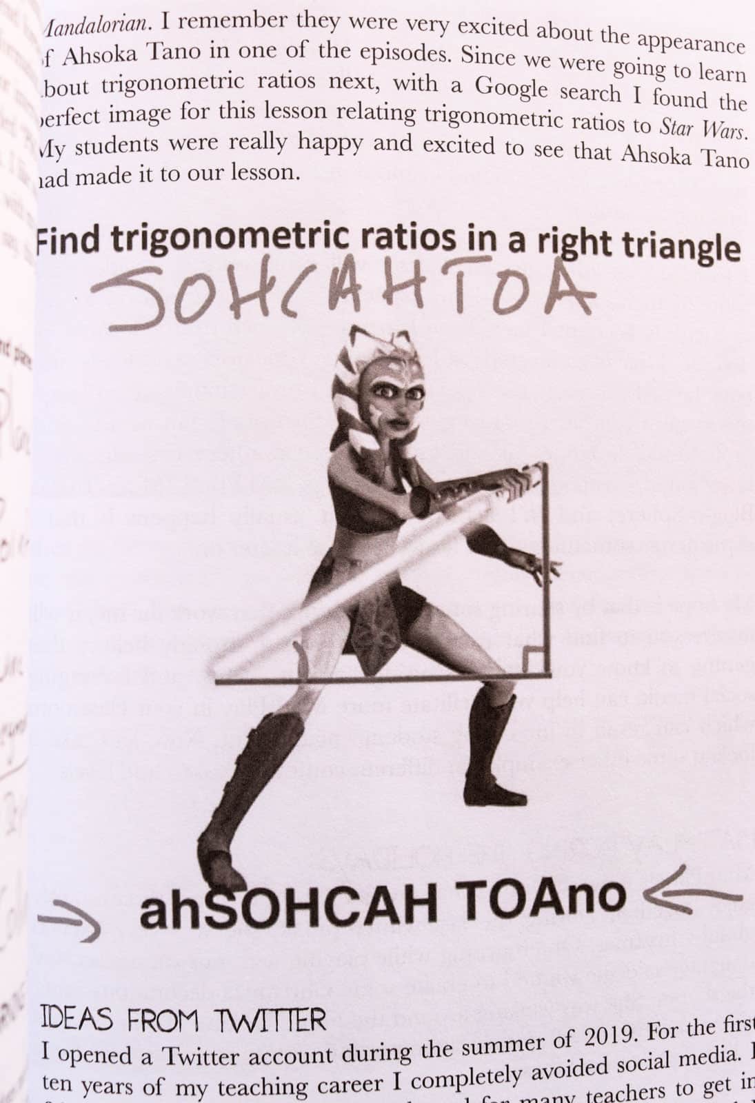 page from Math Play about Ahsoka Tano and trignometric ratios