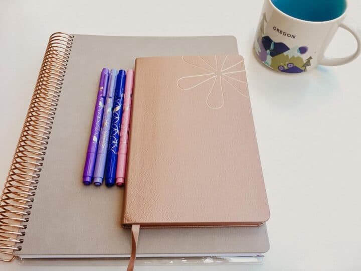 Homeschool planner, notebook, and pens from Erin Condren