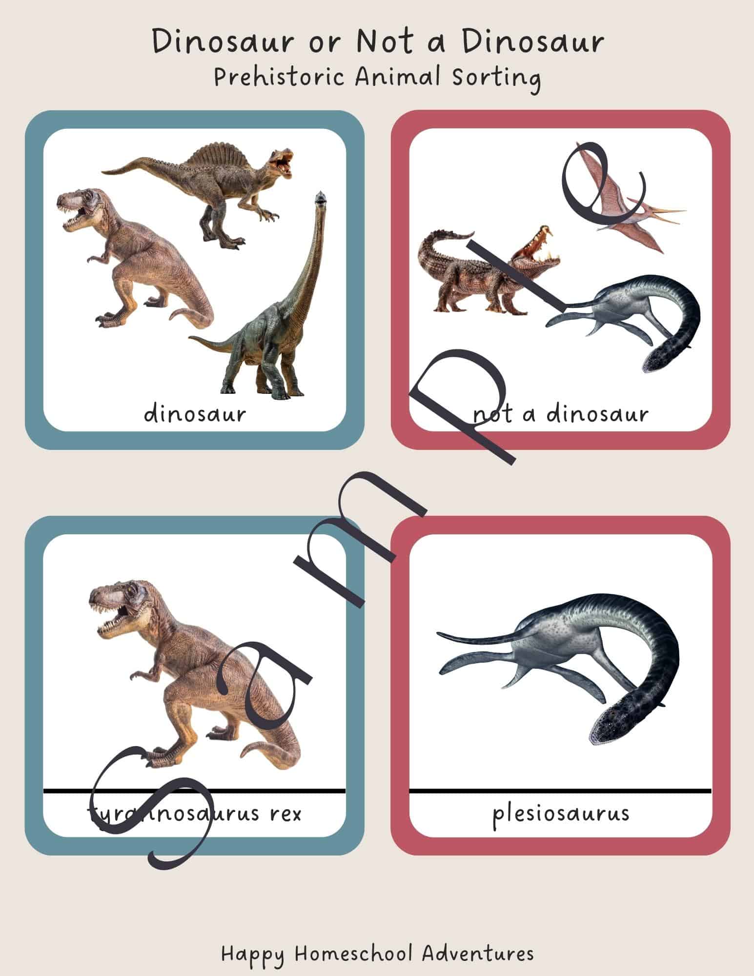 prehistoric animal sorting snippet