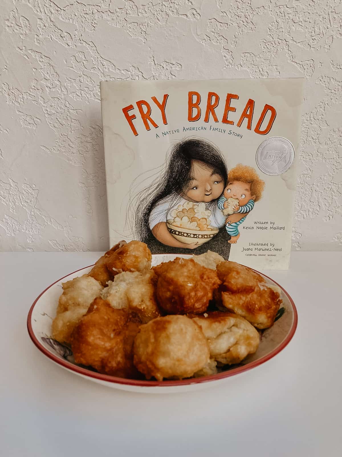 Fry Bread book and bowl of fry bread on table