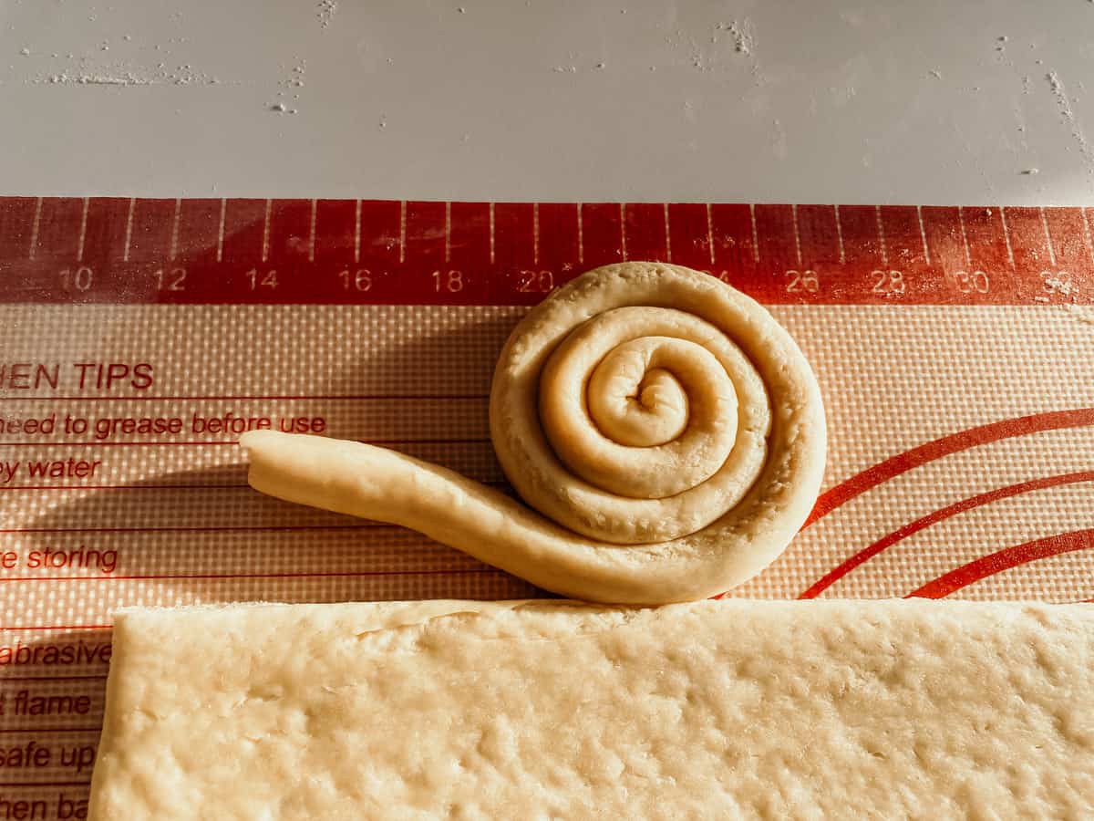 dough rolled in a coil shape