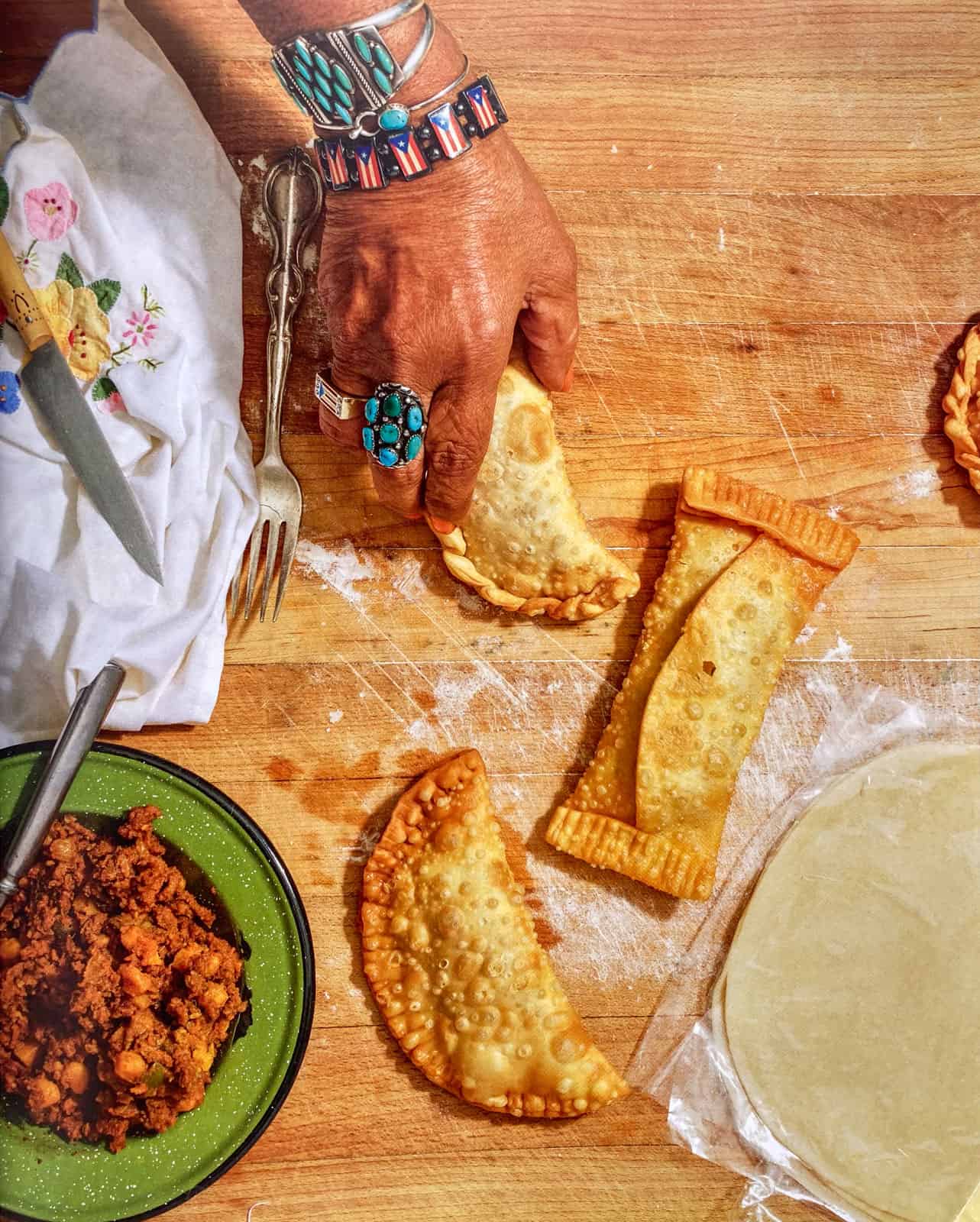 empanadillas and pastelillos image from Diasporican cookbook. Food photography by Dan Liberti