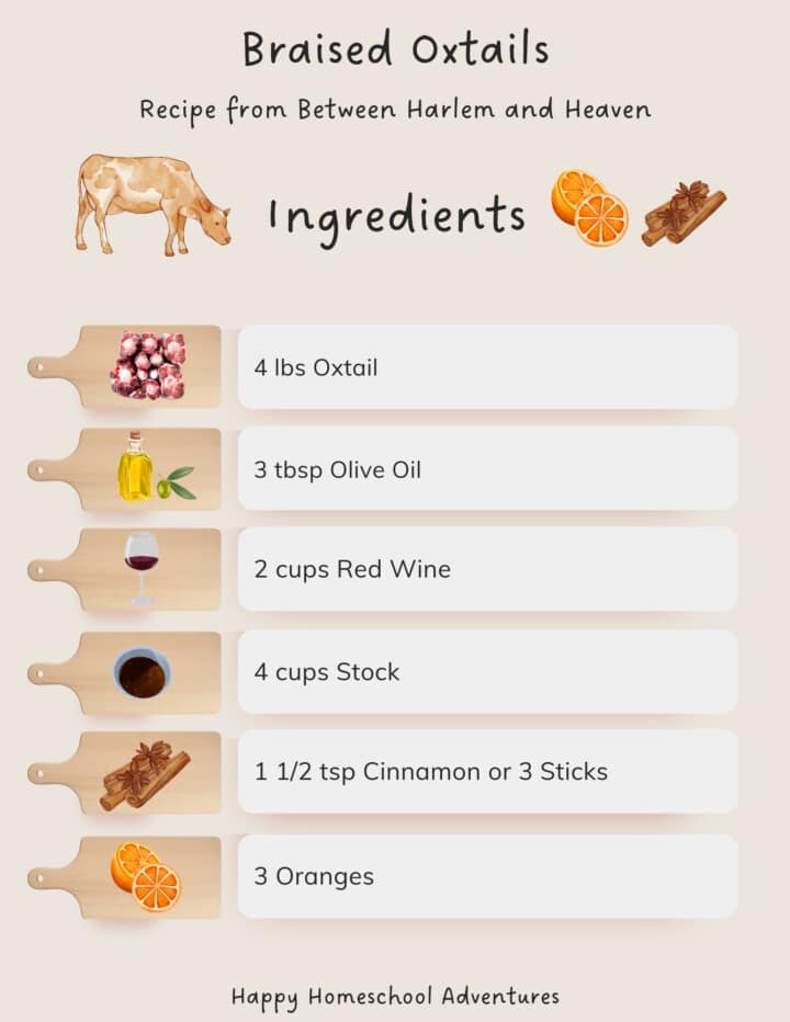 ingredients list for making Braised Oxtails