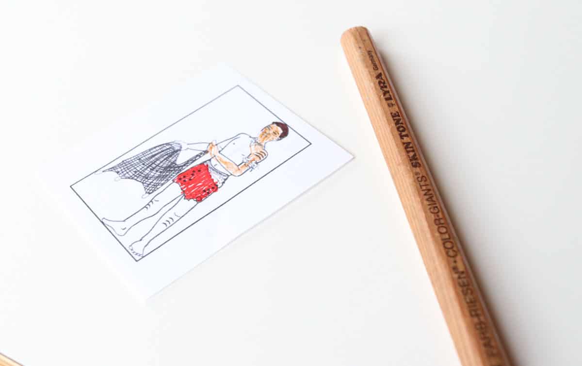 Montessorikiwi Hominin vs. Hominid printable next to a Lyra skin tone pencil