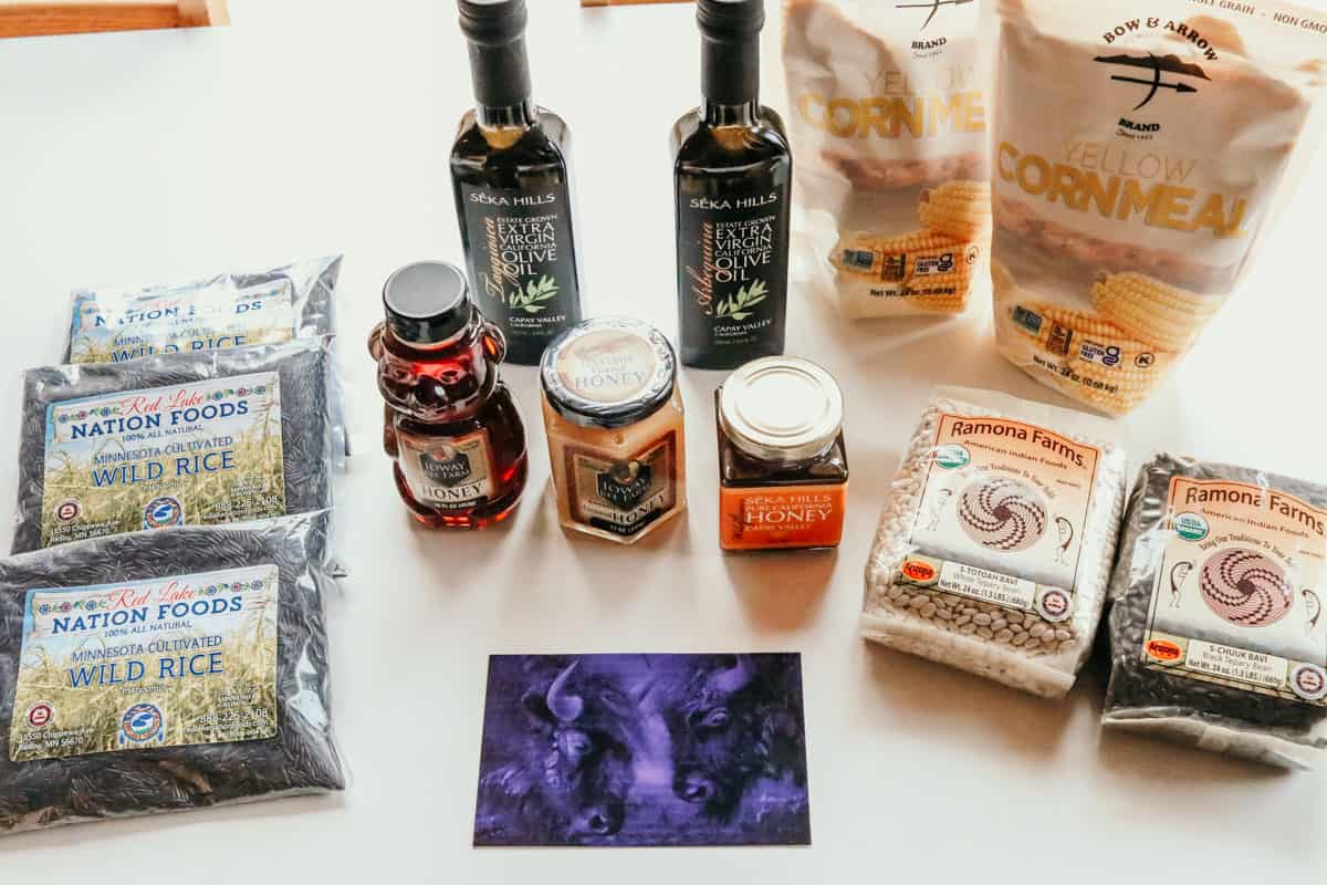 rice, olive oil, honey, cornmeal, and beans from Tocabe Indigenous Marketplace