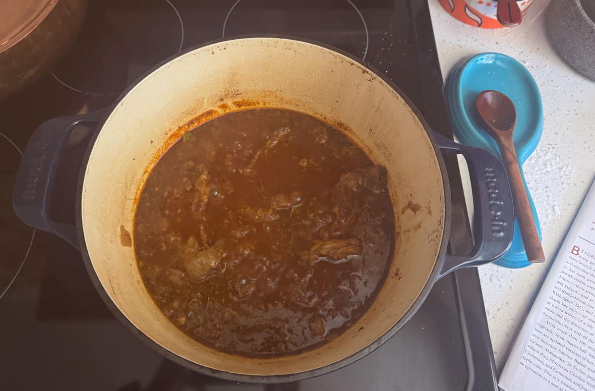 bigos day 2 heating on the stove