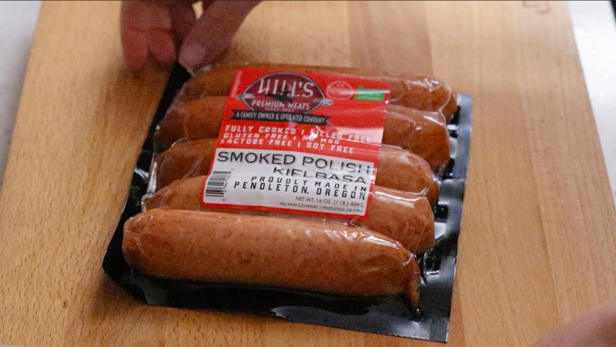 smoked Polish kielbasa in the package