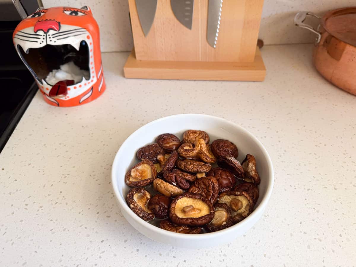 dried porcini mushrooms soaking in water