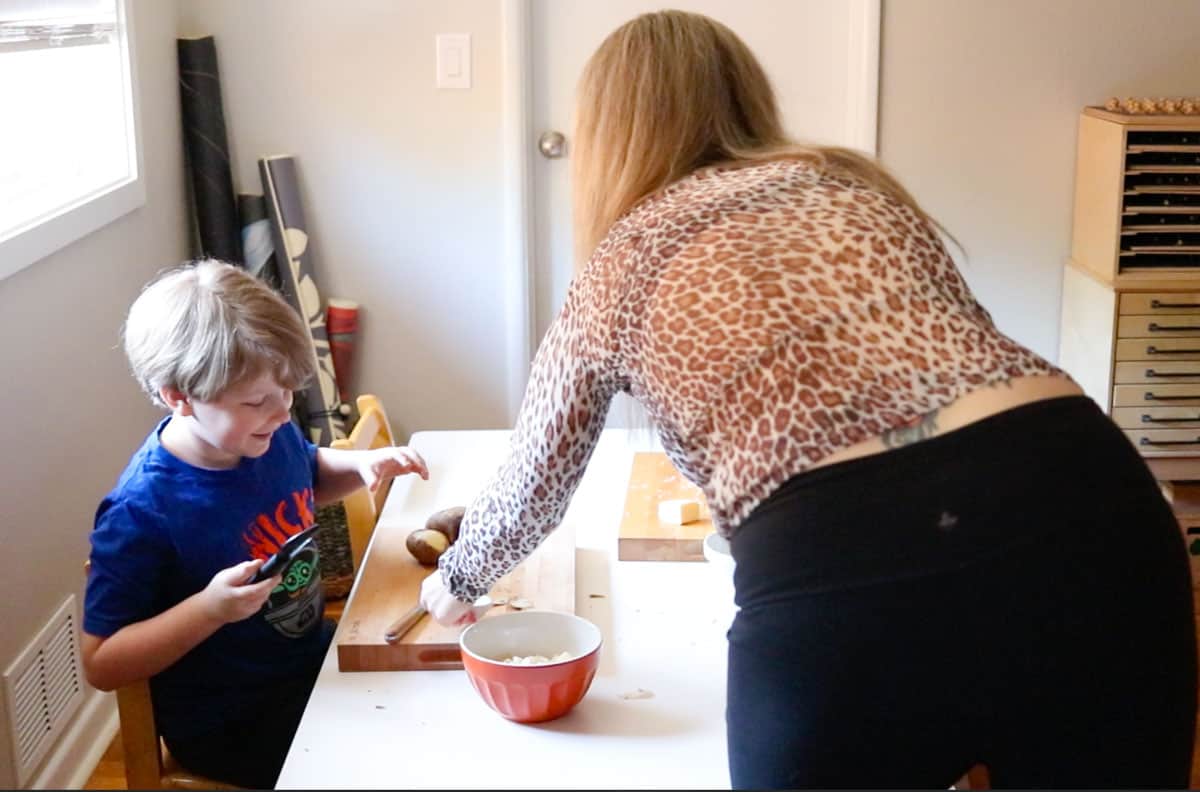 Noah is working with a vegetable peeler