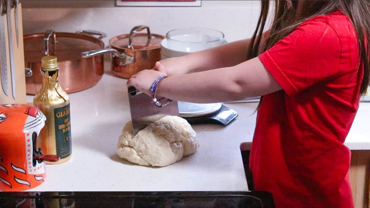 dividing the dough into dough balls