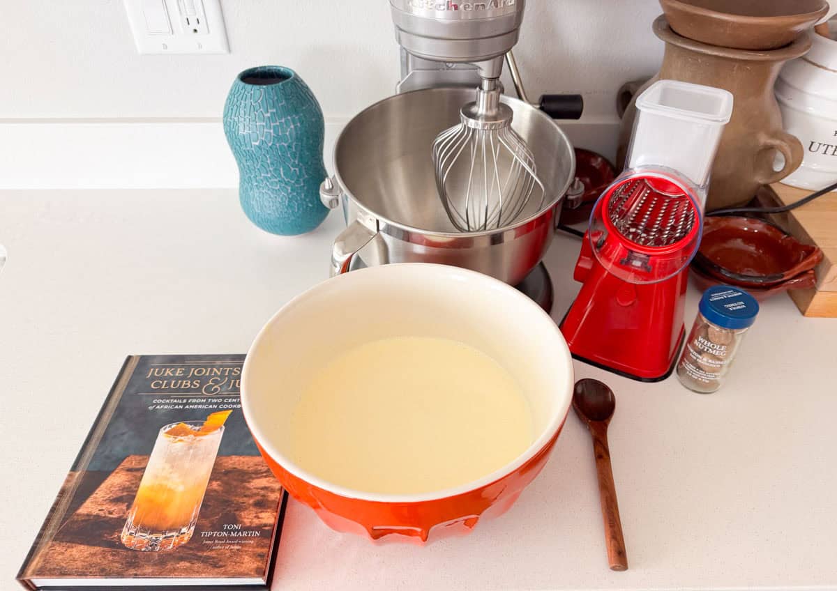 eggnog in a bowl beside juke joints, jazz clubs & juice