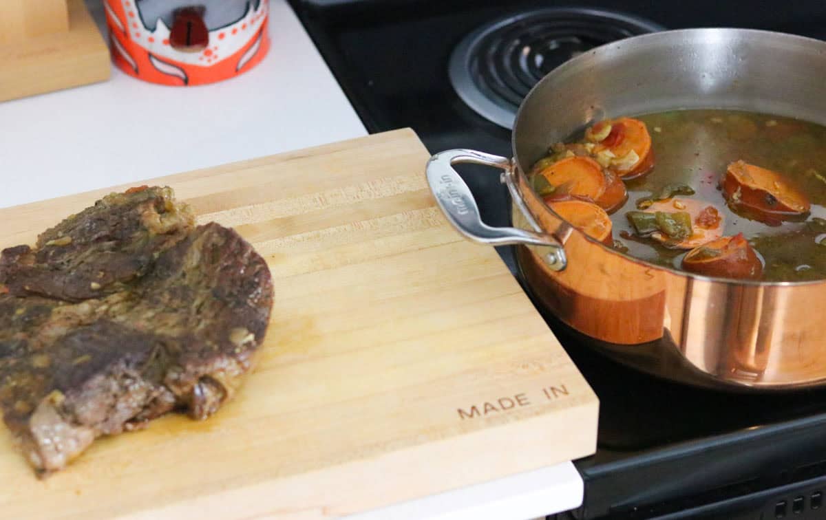 vegetables in a rondeau for pot roast