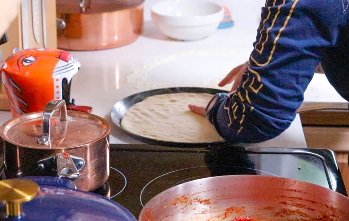 pizza dough on tawa