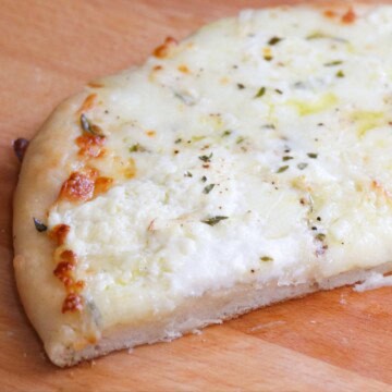 closeup of white pie on a butcher block