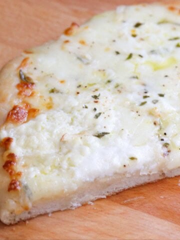 closeup of white pie on a butcher block