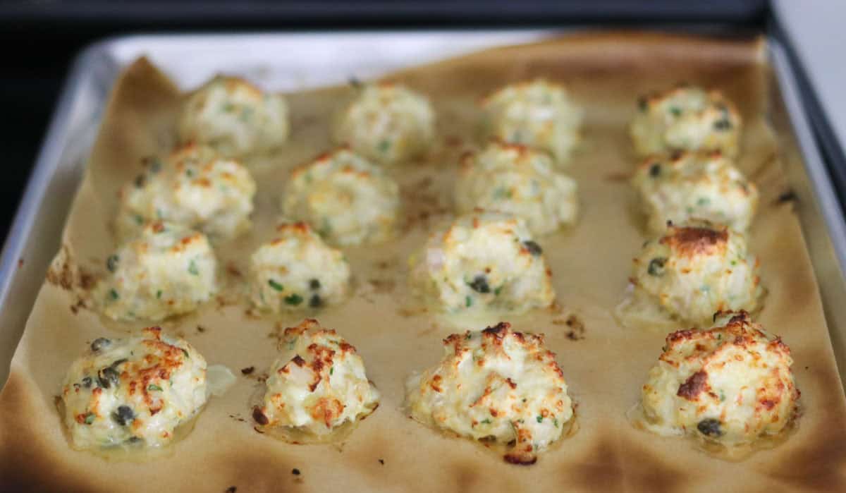 ground chicken meatballs after broiling