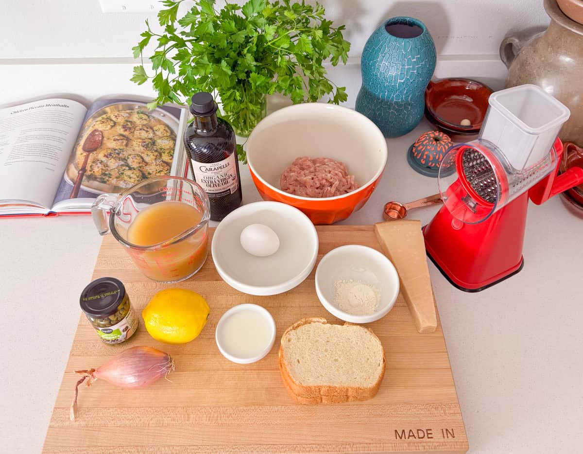 ingredients for making chicken piccata meatballs