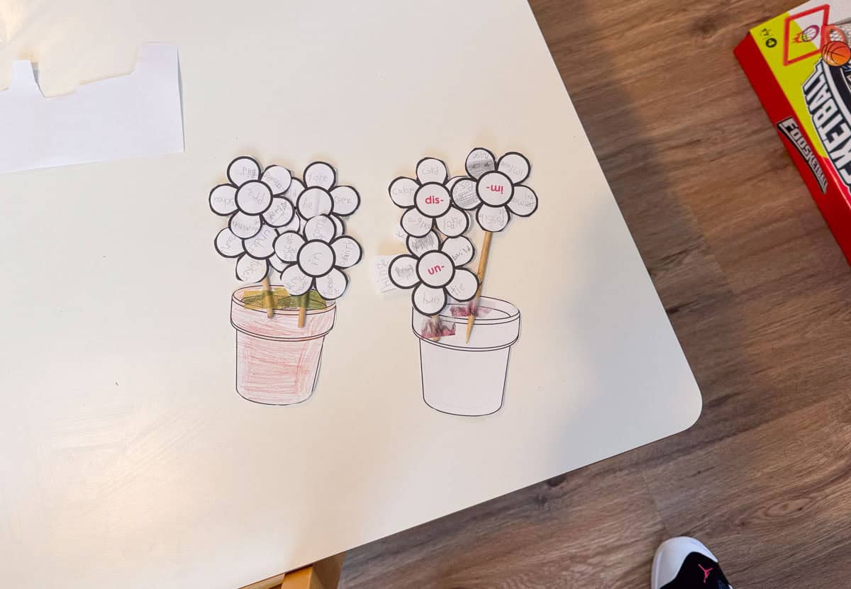 printable prefix flowers activity from Montessori Tube Academy