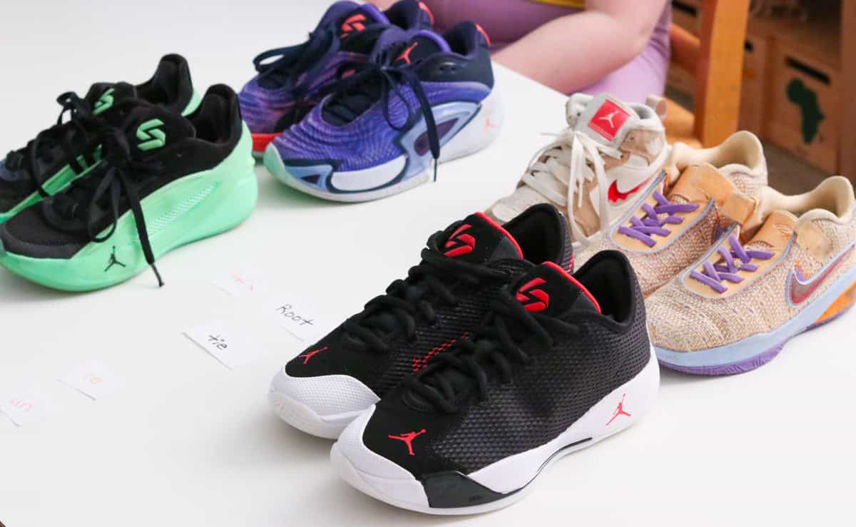 Prefixes lesson with Jordan Luka and LeBron sneakers