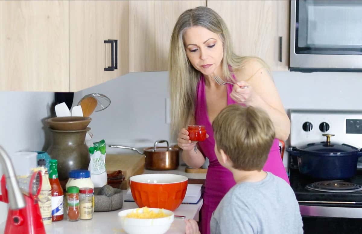 Kristin is tasting pimentos