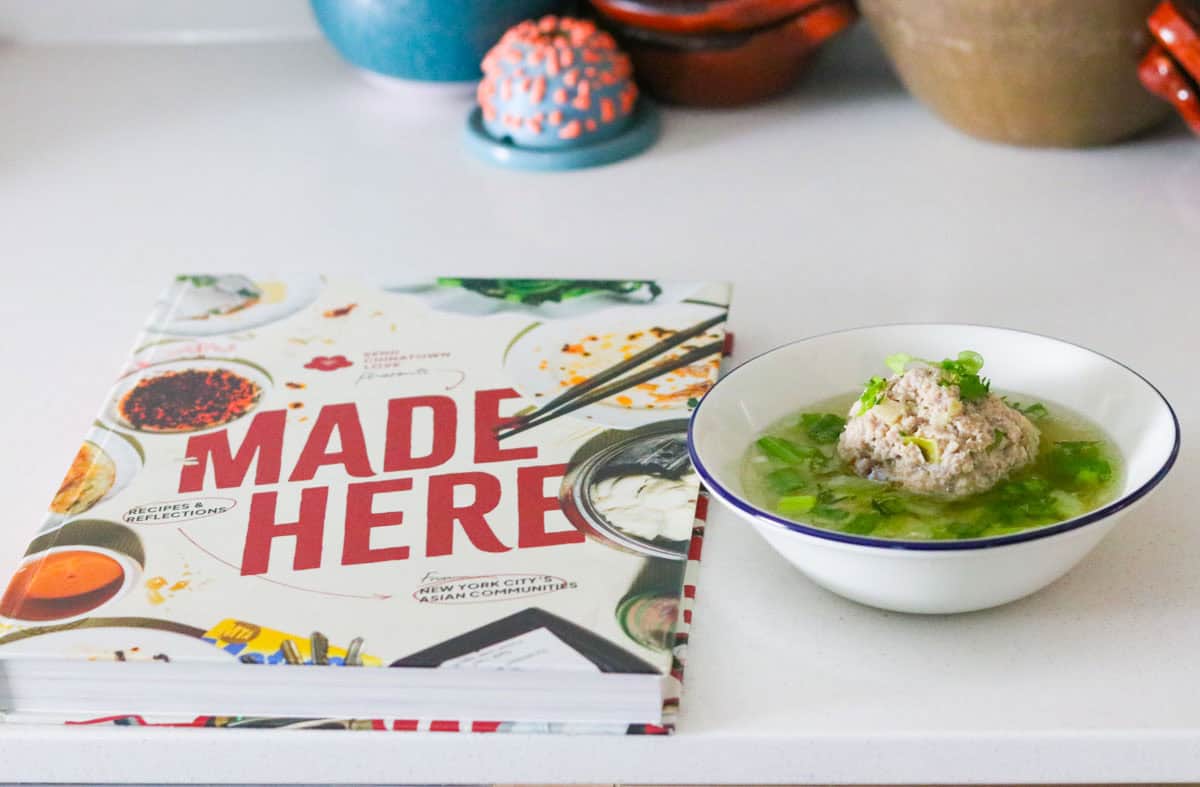 Lion's Head Meatball beside Made Here Cookbook
