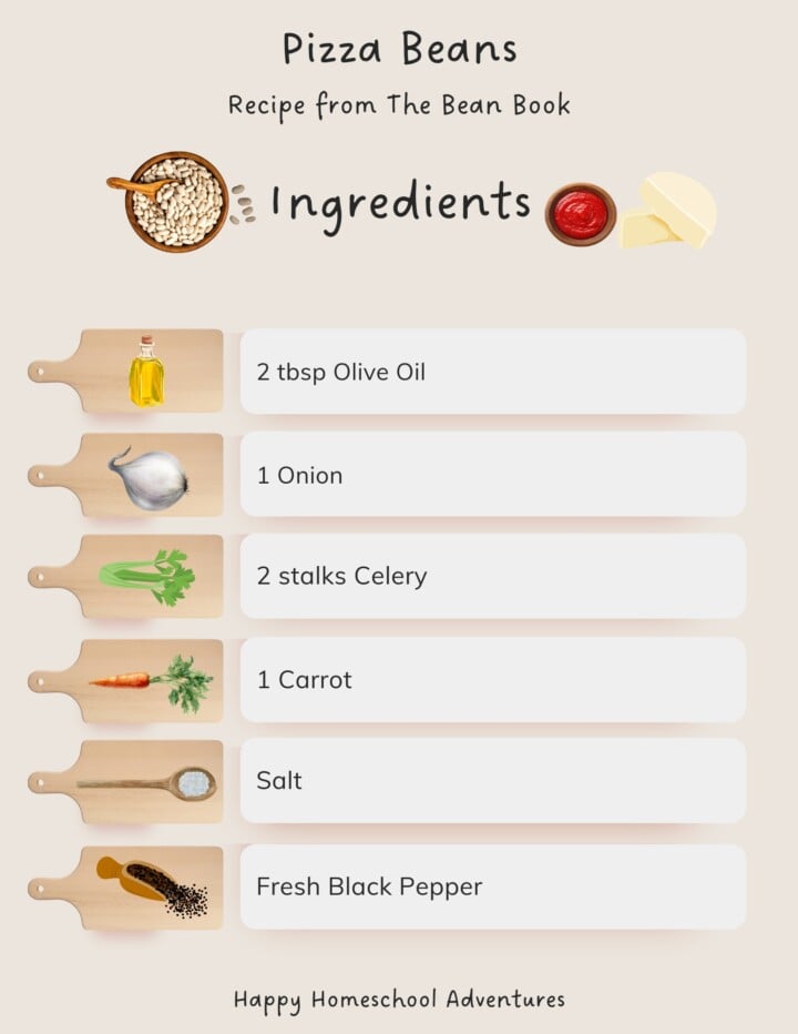 illustrated ingredients snippet for making pizza beans from The Bean Book