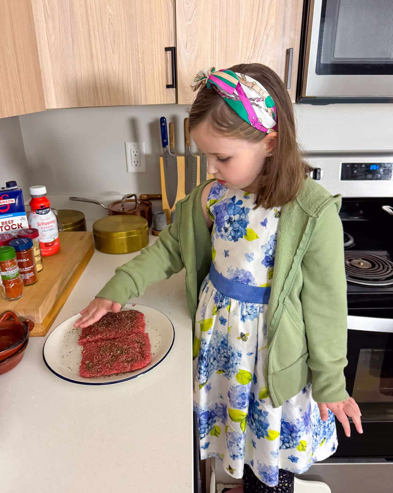 Katalina is seasoning chicken fried steak