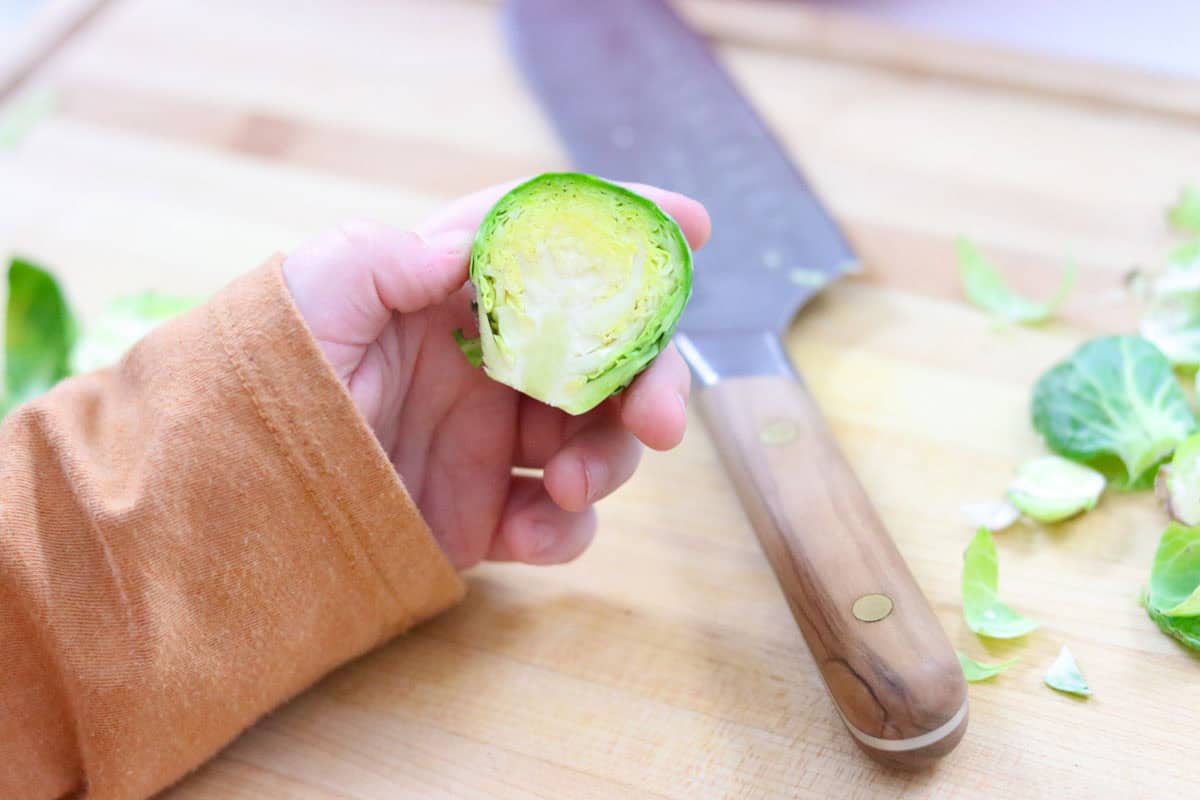 a Brussels sprout cut in half