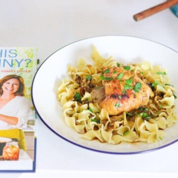 Chicken thighs with mustard-mushroom sauce beside Does This Taste Funny?
