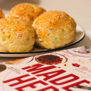 sesame scallion milk buns and Made Here cookbook