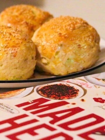 sesame scallion milk buns and Made Here cookbook