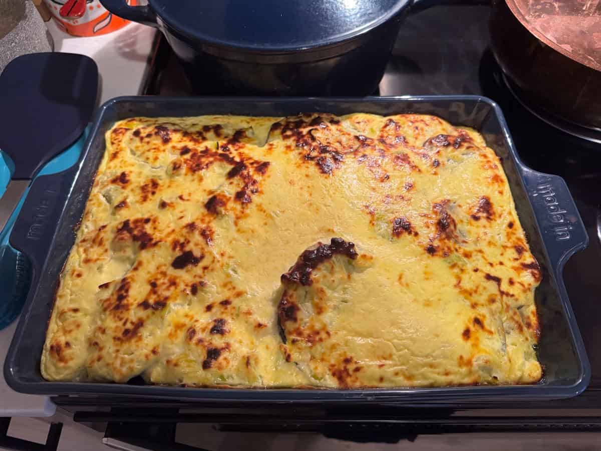 the ultimate musaka in a large rectangular baking dish