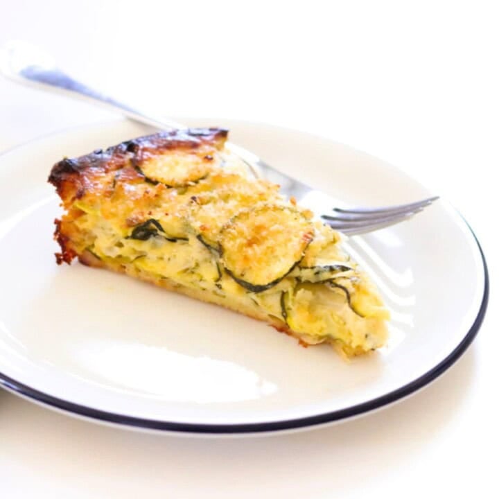 a piece of zucchini casserole on a plate