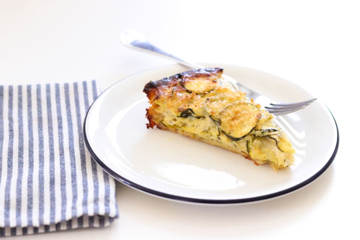a piece of zucchini casserole on a plate