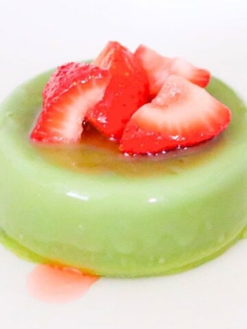 basil panna cotta with strawberries from Super-Italian