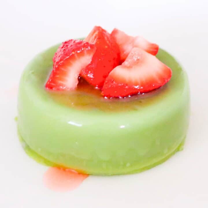 basil panna cotta with strawberries from Super-Italian