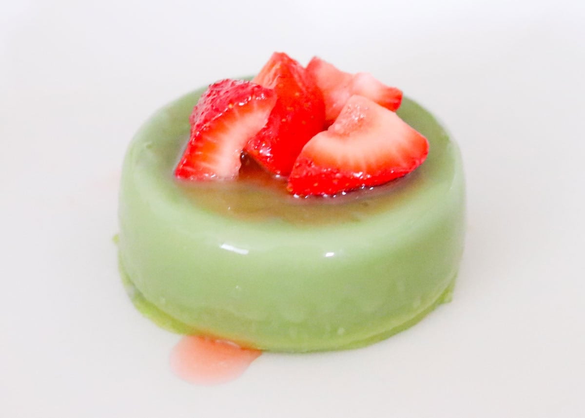 basil panna cotta with strawberries from Super-Italian