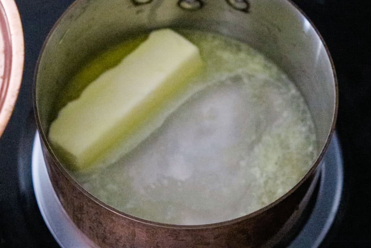 melting butter in water and salt for zeppole