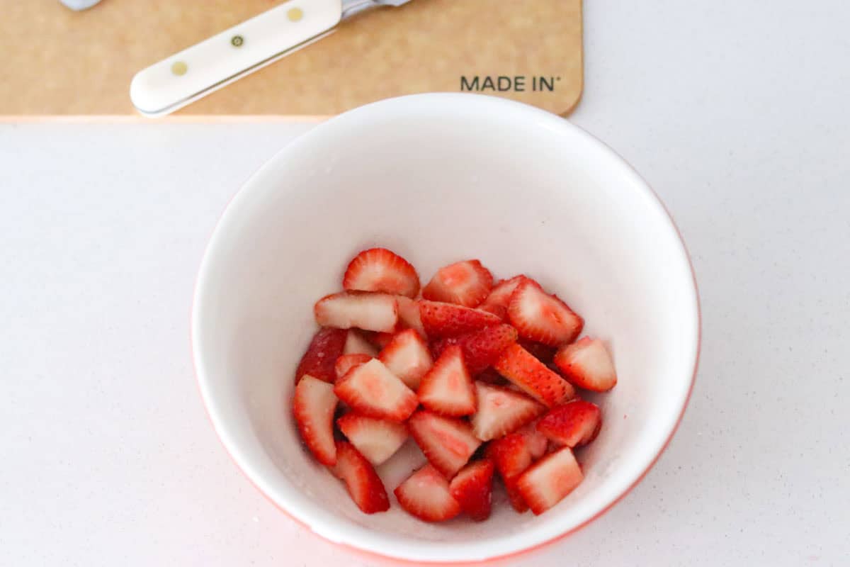 strawberries macerating in truvia and salt