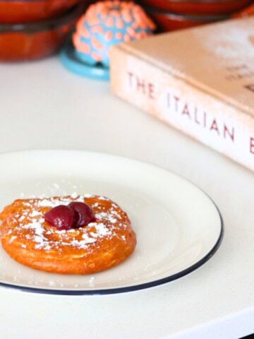 plated zeppole from The Italian Bakery