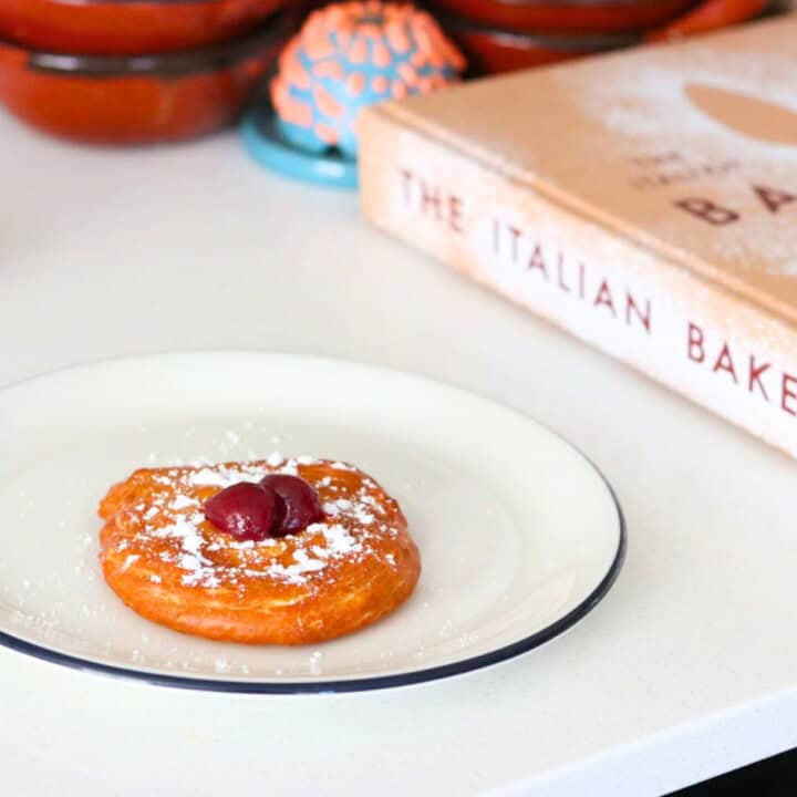 plated zeppole from The Italian Bakery