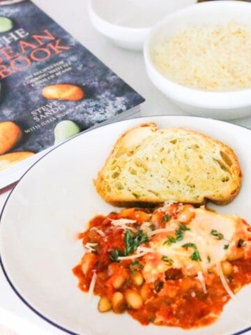eggs and beans in purgatory beside the bean book