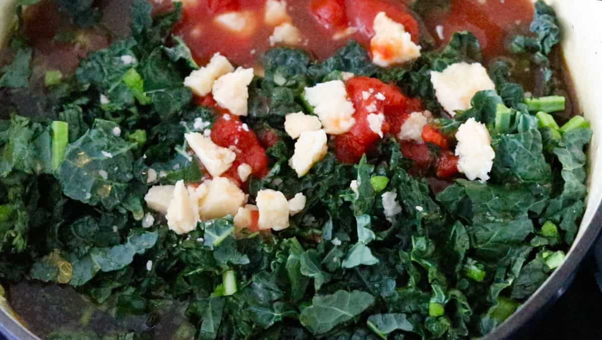 Siena-style ribollita ingredients in a Dutch oven