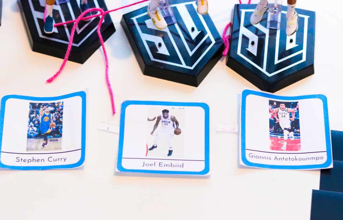 nba players, cards, and conjunctions lesson labels