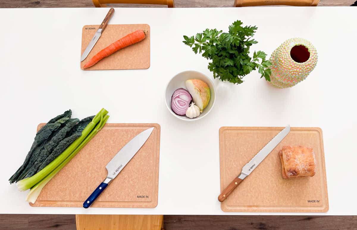 work station for prepping Siena-style ribollita ingredients