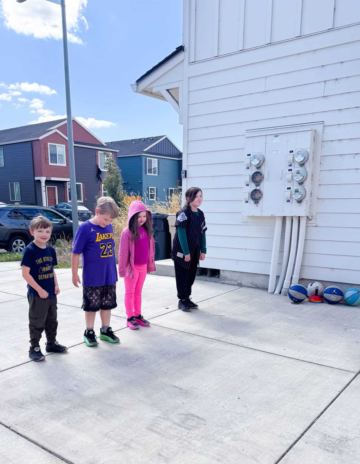 the kids are lined up to march