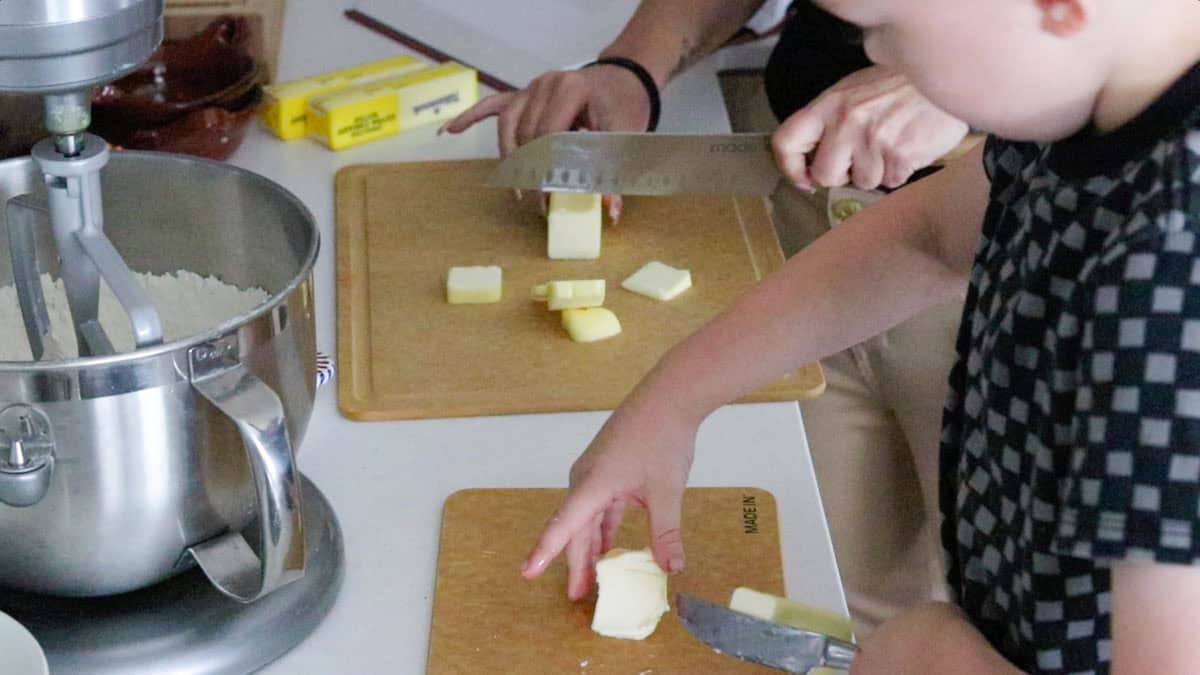 John & Kristin are cubing butter