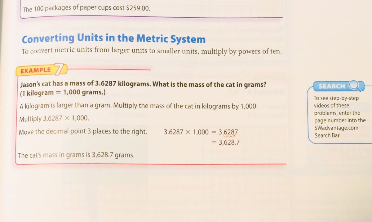 converting units in the metric system from Southwestern Learning Library