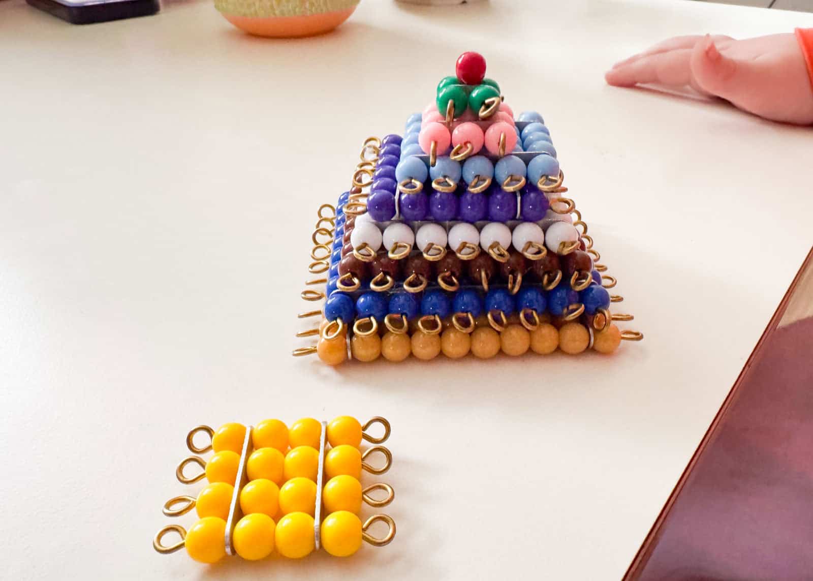 Montessori colored bead squares
